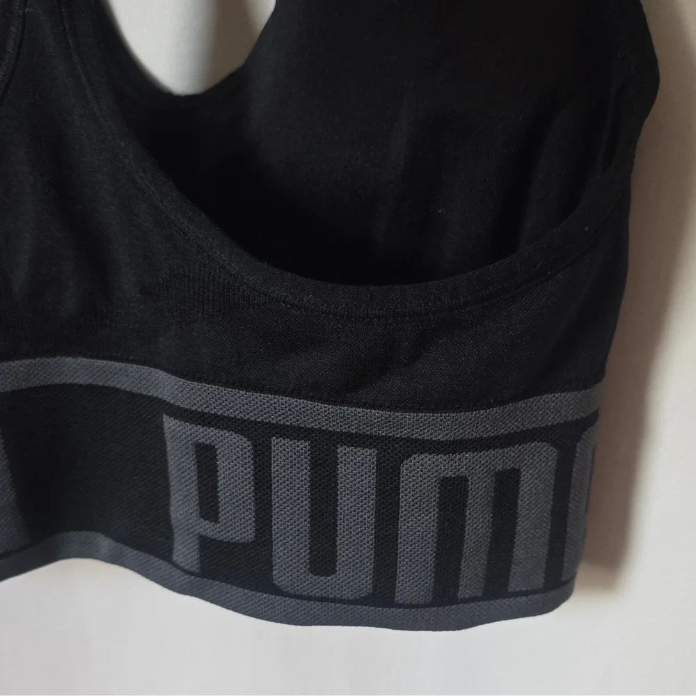 PUMA Black Racerback Sports Bra Wireless Size S Polyester Nylon Spandex Women